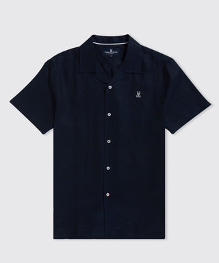 Psycho Bunny Linen Short Sleeve Shirt - Navy