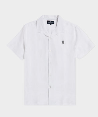Psycho Bunny Linen Short Sleeve Shirt - White