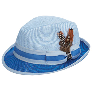 Gordonville Blue Poly Braid Fedora Hat