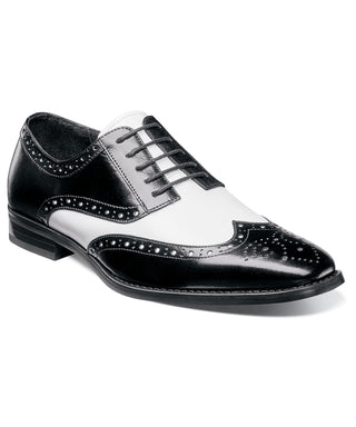 Stacy Adams Tinsley Wingtip Oxford Dress Shoe - Black/White