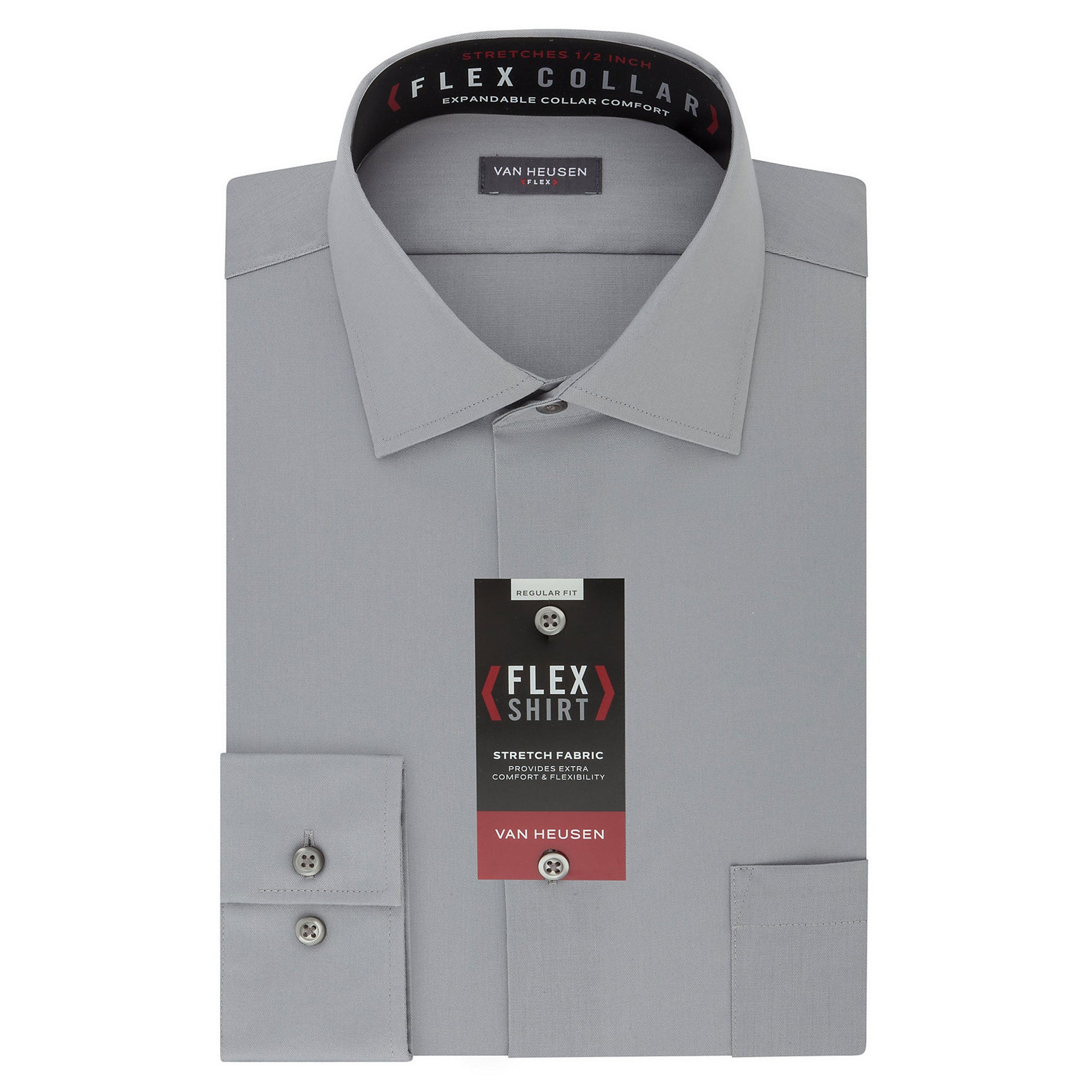 Van Heusen Regular Fit Flex Wrinkle Free Dress Shirt Grey Mist