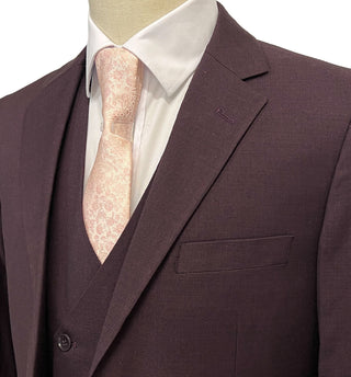 Mazari Vested Modern Fit  Suit - Paris Maroon 6100